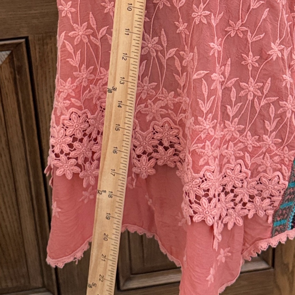 Like New Johnny Was! Orange button up sleeveless tunic embroidered sides size lg - Picture 13 of 15